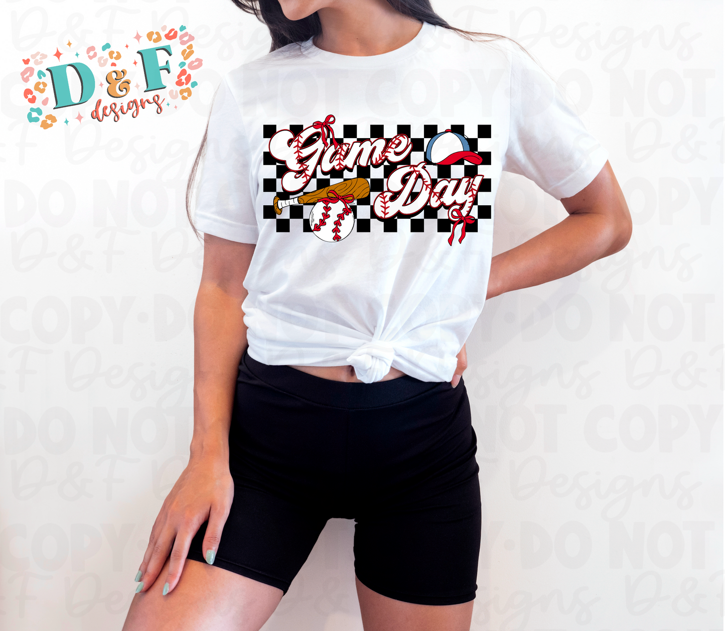 Checkered Baseball Family T-Shirt
