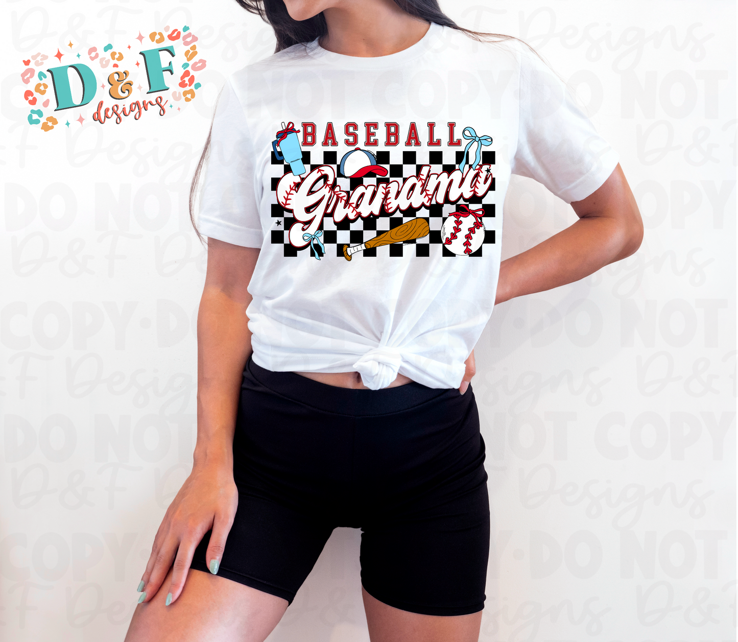 Checkered Baseball Family T-Shirt