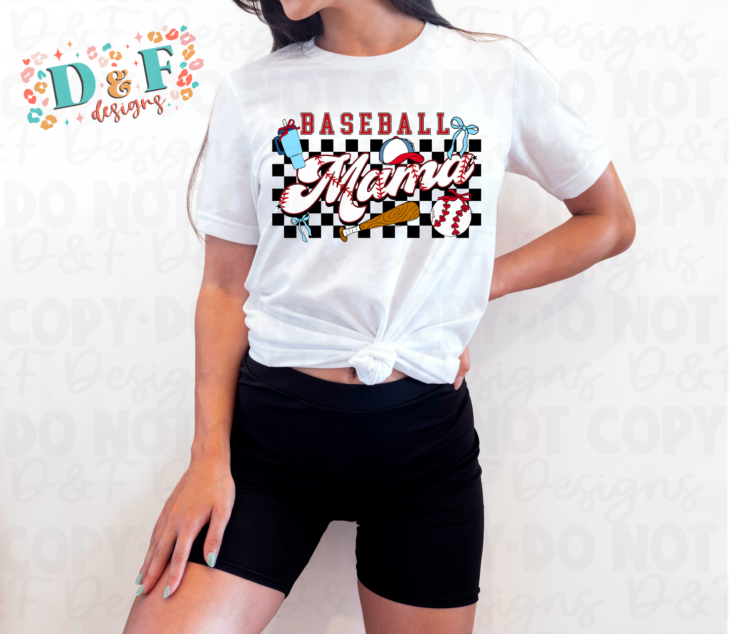 Checkered Baseball Family T-Shirt