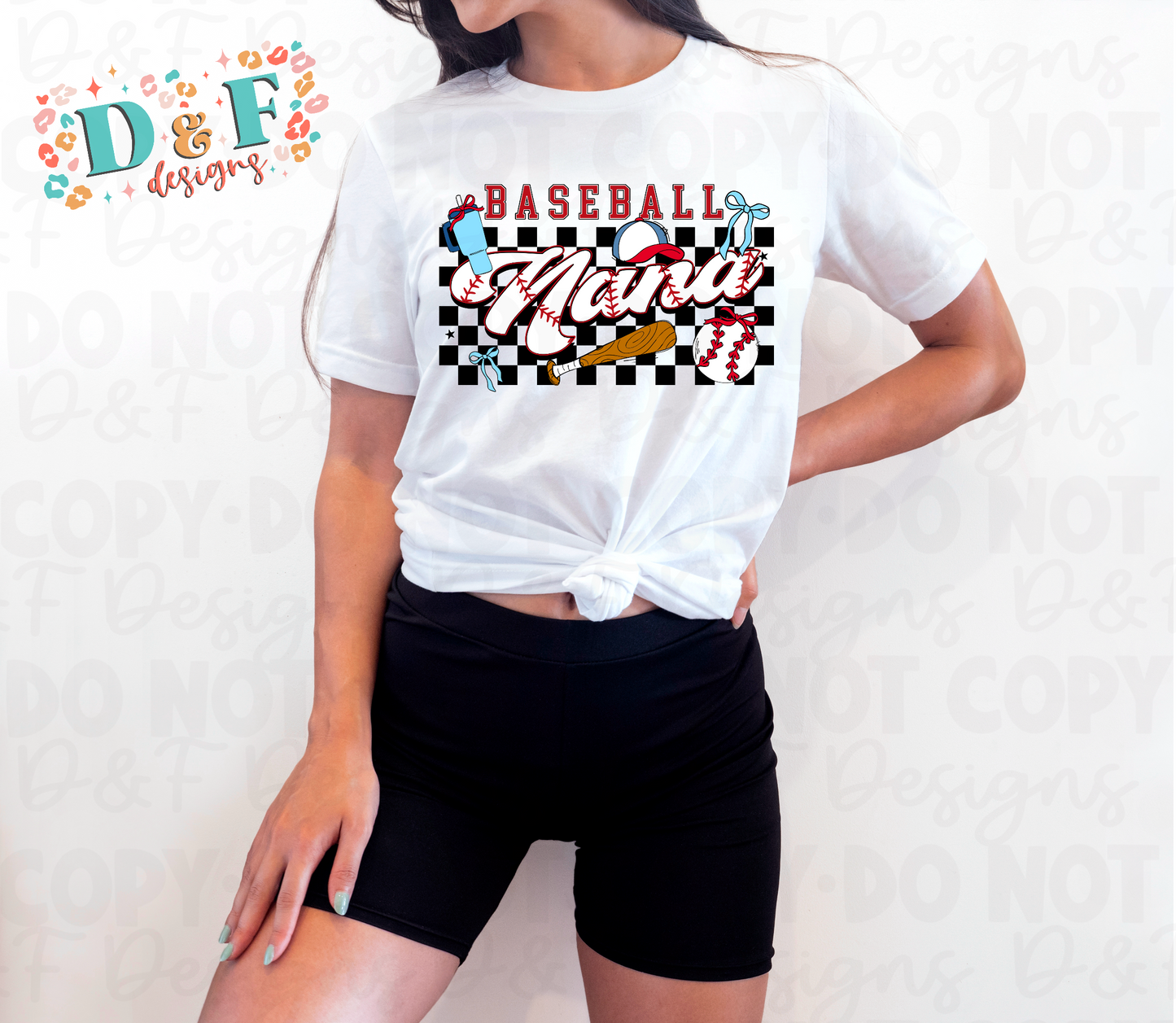 Checkered Baseball Family T-Shirt