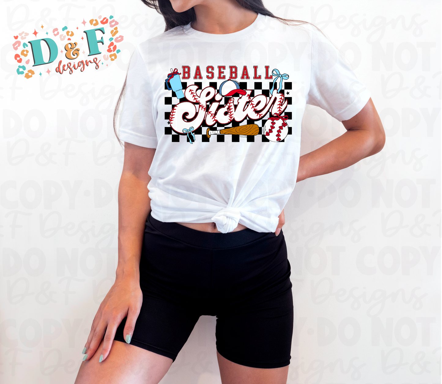 Checkered Baseball Family T-Shirt