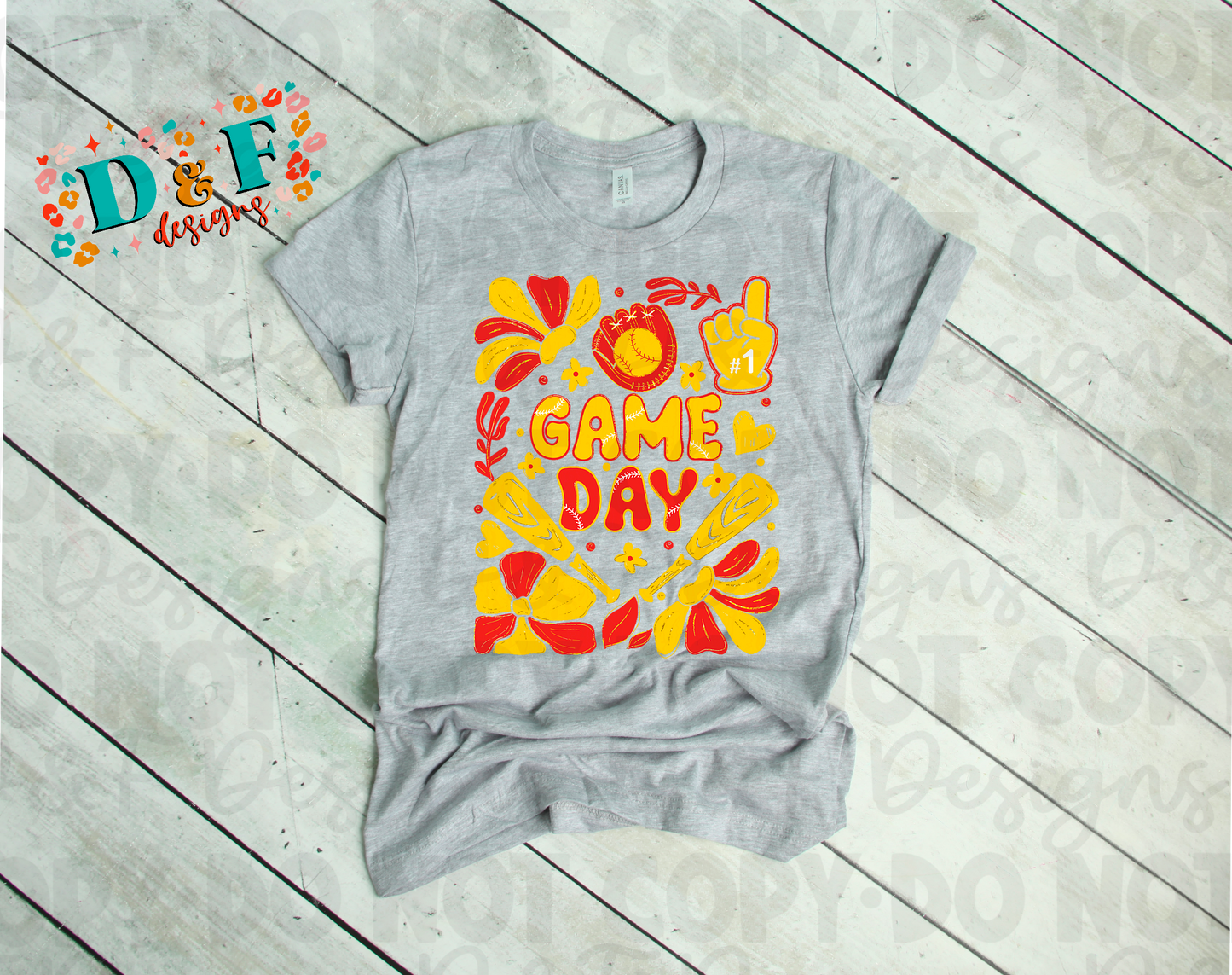 Baseball Game Day (Red and Yellow) Shirt