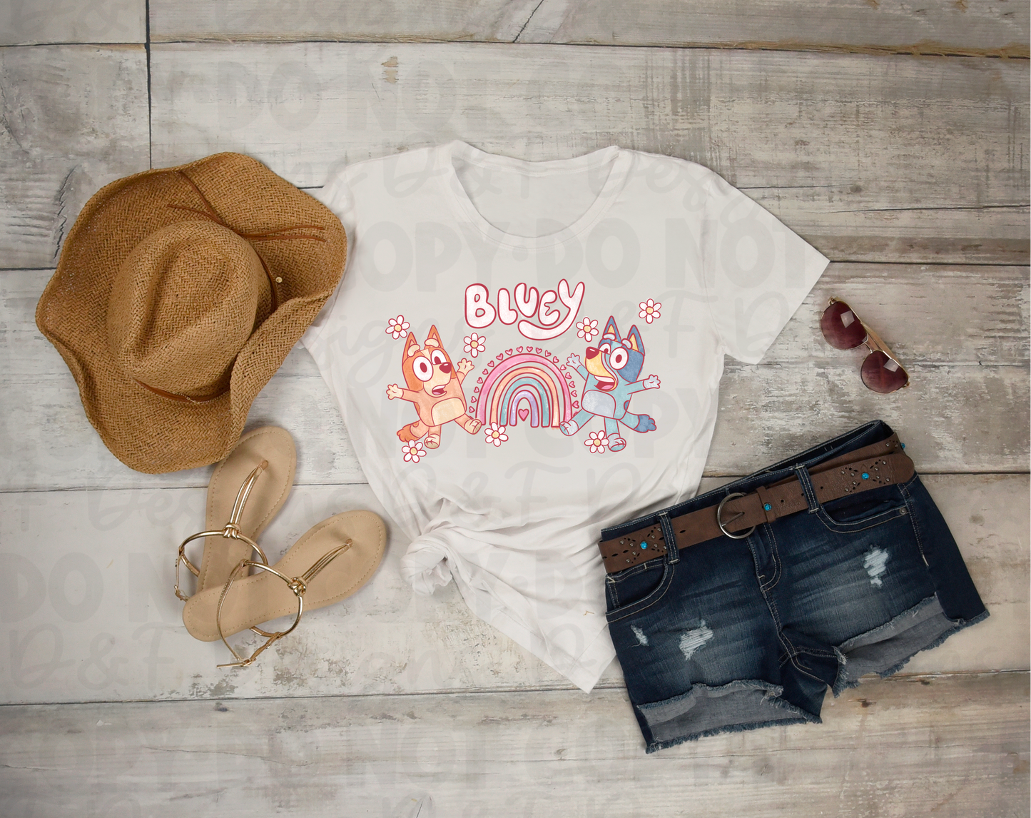 Rainbow Bluey and Bingo Shirt