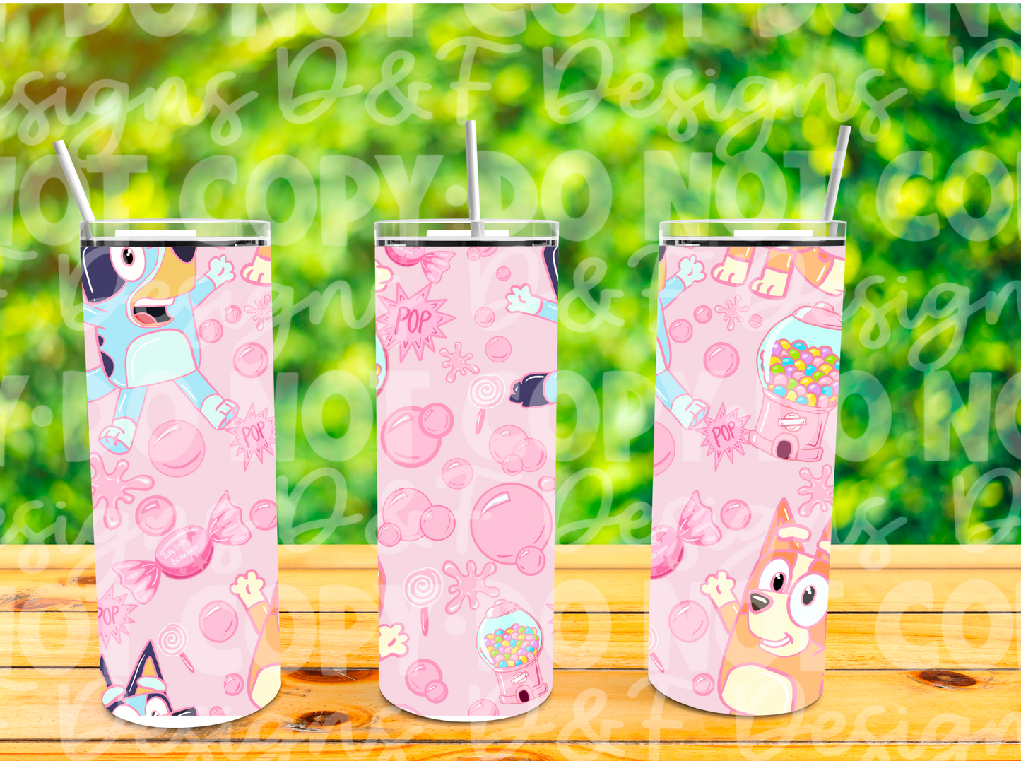 Bluey Bubble Gum Sublimation Tumbler