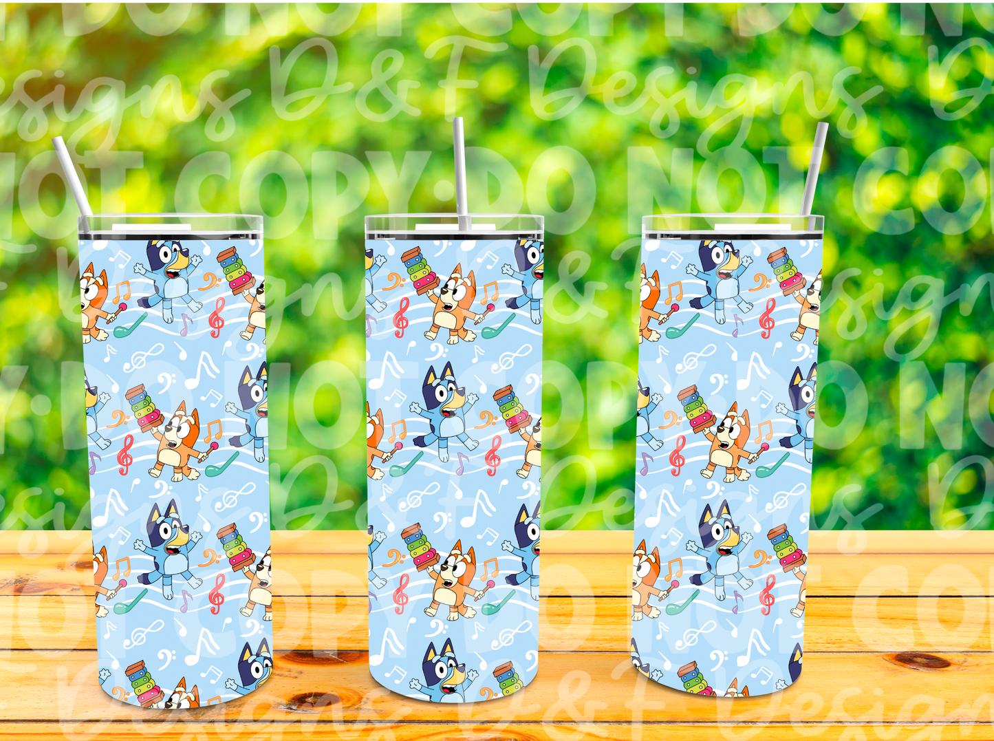 Musical Bluey and Bingo Sublimation Tumbler