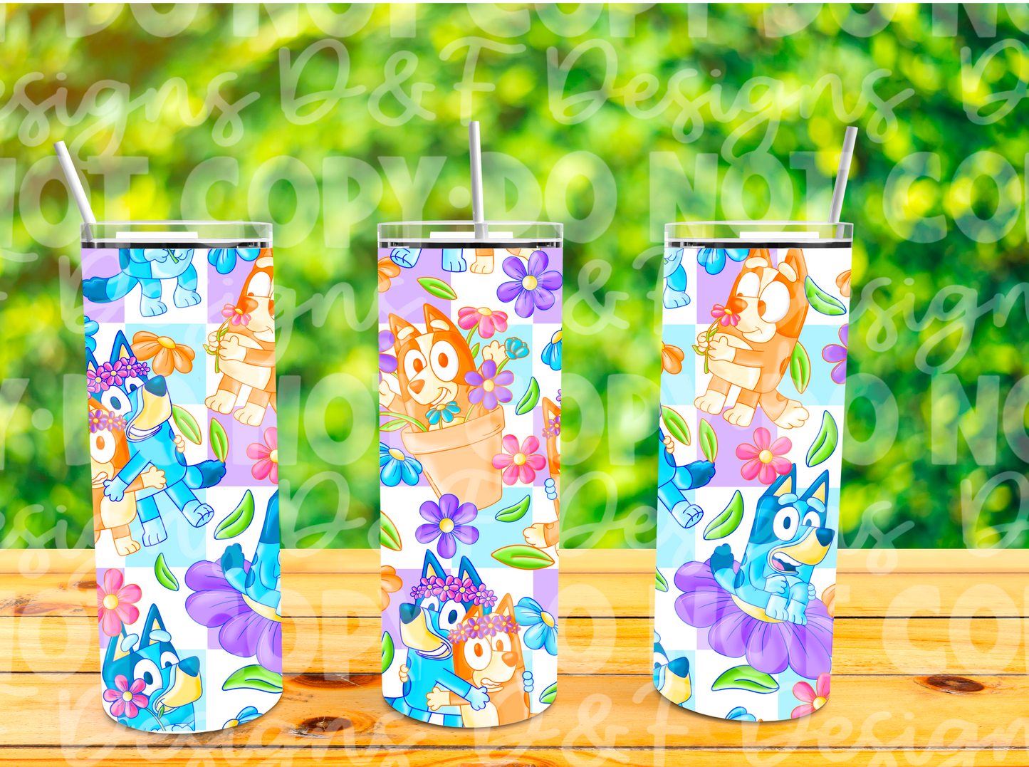 Springtime Bluey and Bingo Sublimation Tumbler
