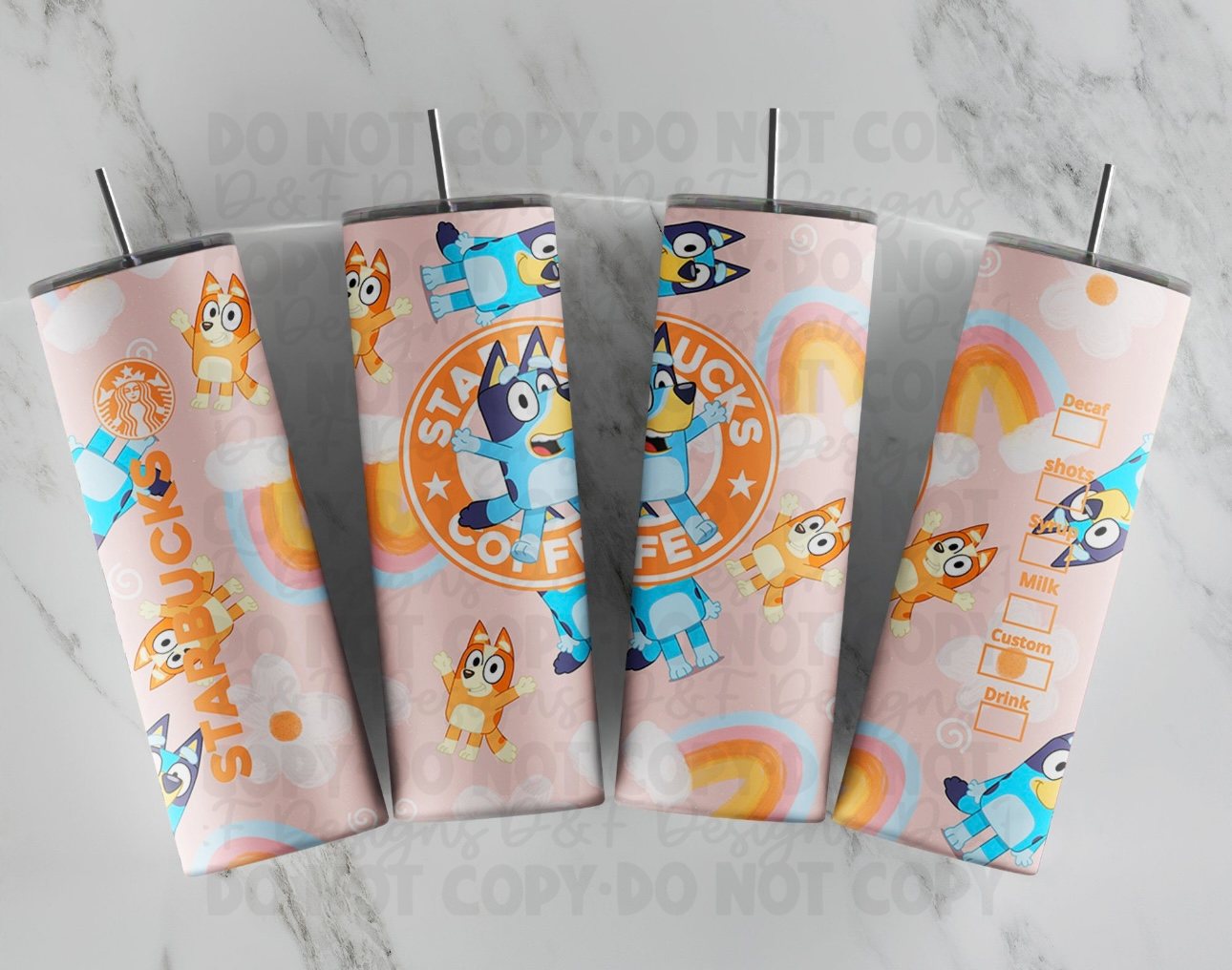 Bluey Rainbow Starbucks Sublimation Tumbler