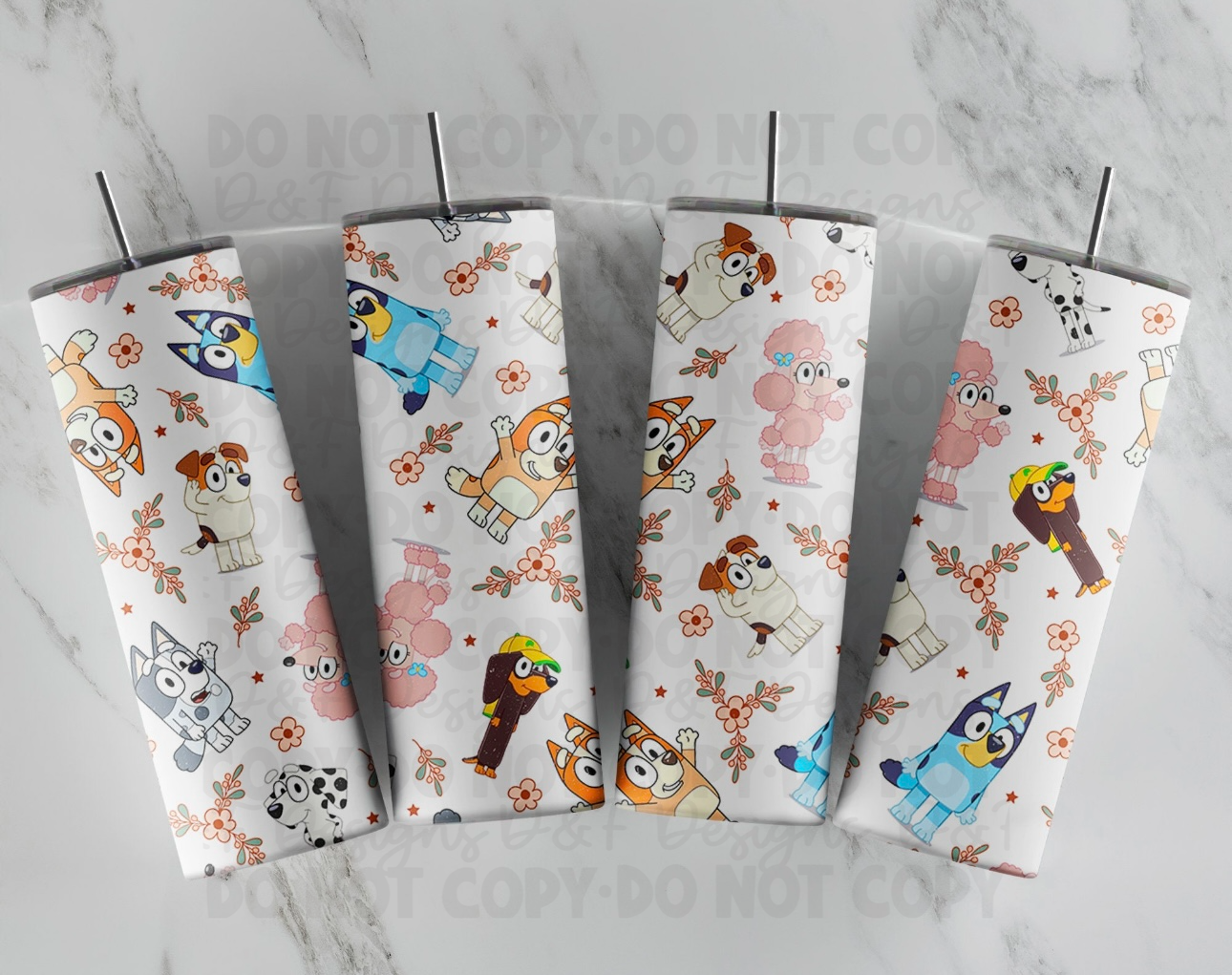 Heeler and Friends Floral Sublimation Tumbler