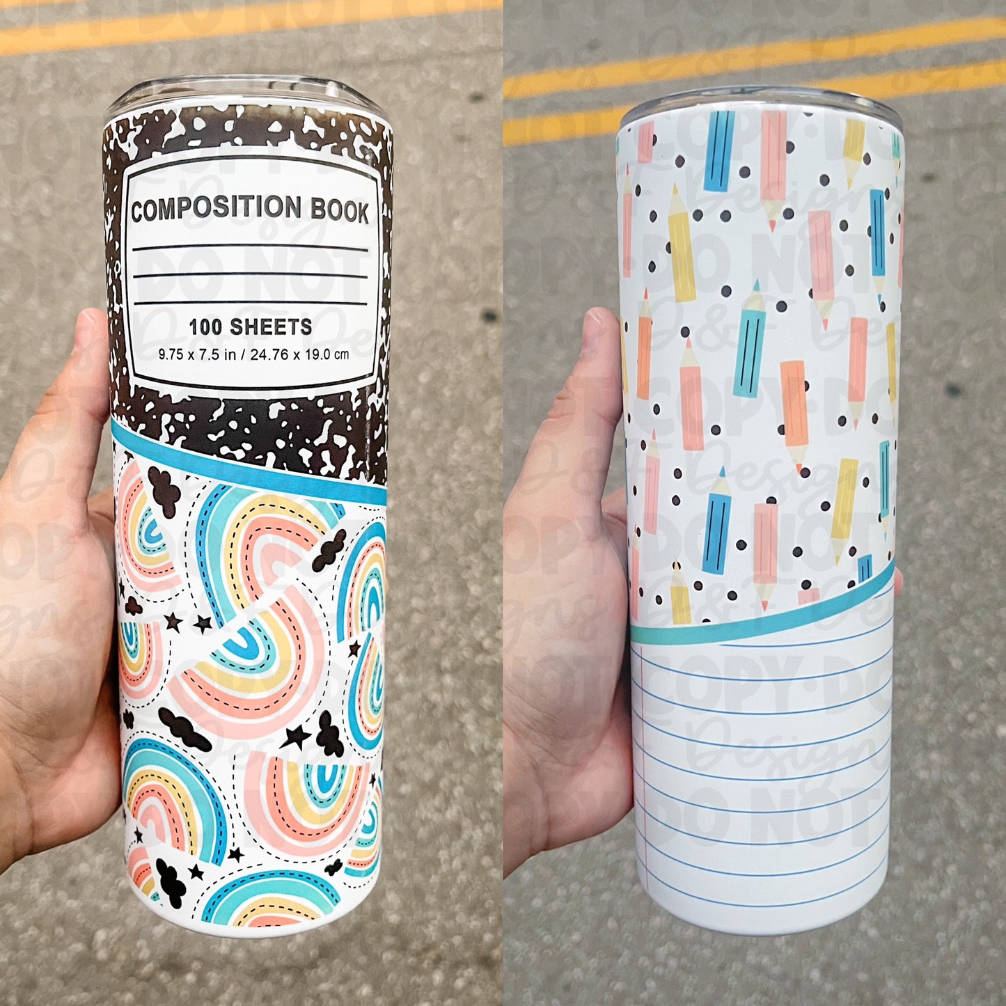 Rainbow Composition Book Sublimation Tumbler