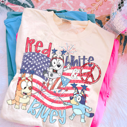 Heeler Red White and Blue Tee
