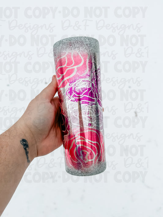 Pink and Red Floral Epoxy Tumbler